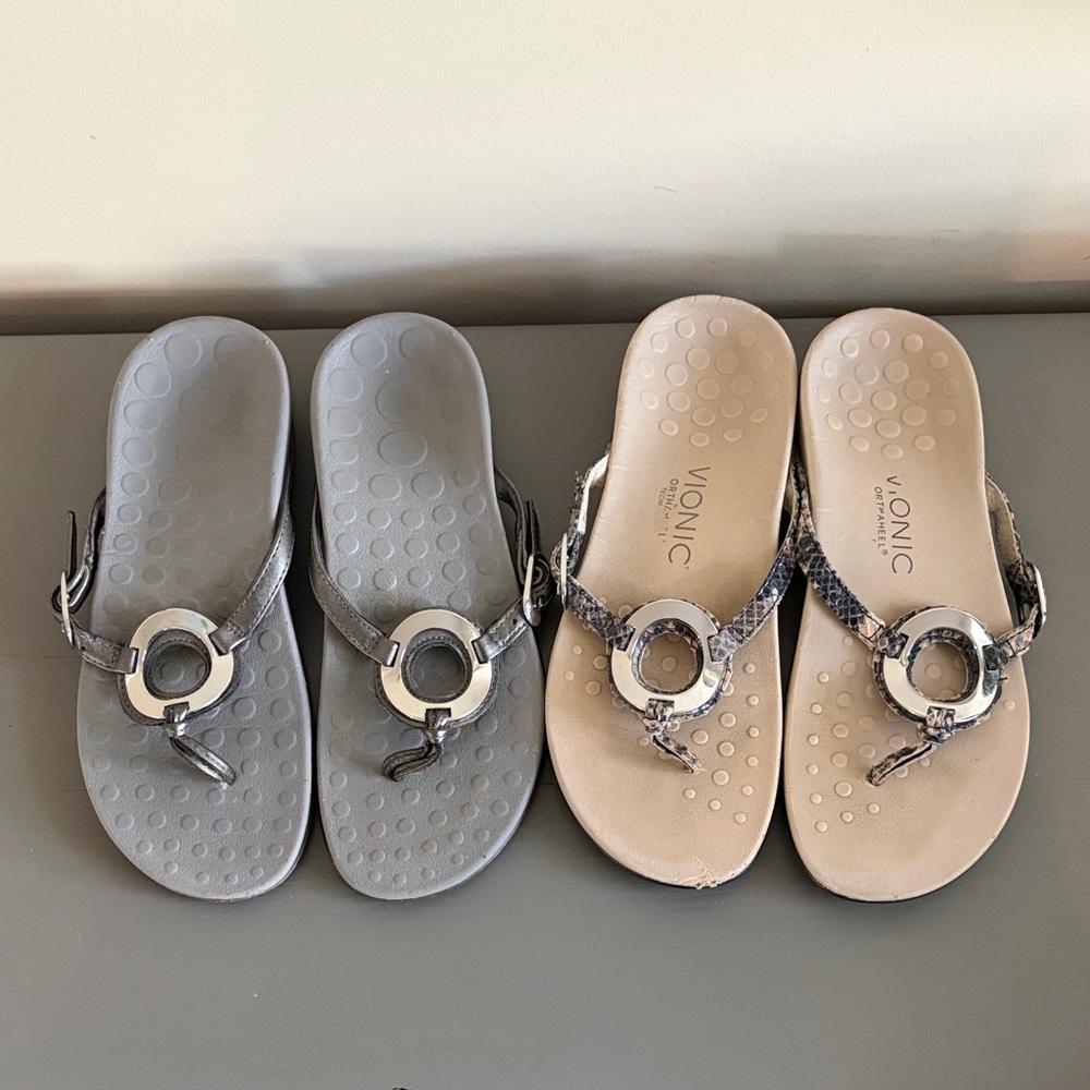 Vionic Orthaheel Dual-Tone Sandals with Metal Ring Size 6 (Both)